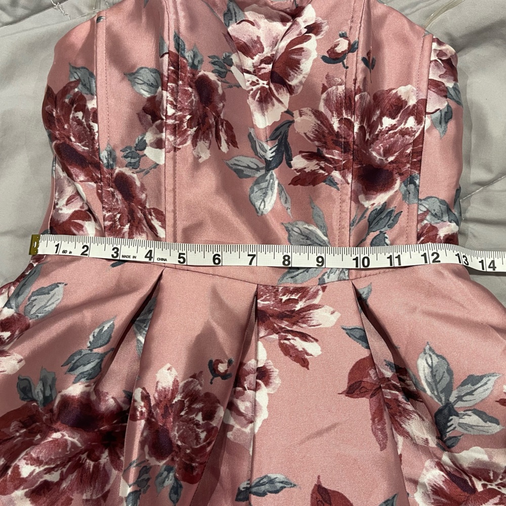 Speechless Dress, strapless, satin, floral, fit and flare, like new condition - Picture 8 of 9